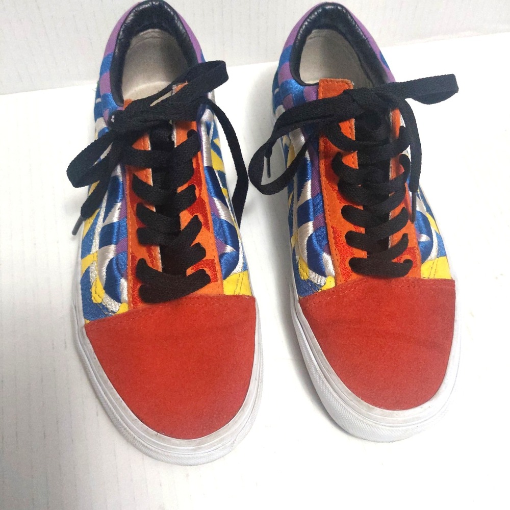 VANS Off The Wall Womens 7.0 Suede Lace-Up Sneakers Vibrant Multicolor Low Top